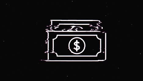 line bussines and finance hud holographic symbol on digital old tv screen seamless loop glitch animation. hearts. dynamic retro and joyful. colorful and vintage video footage.