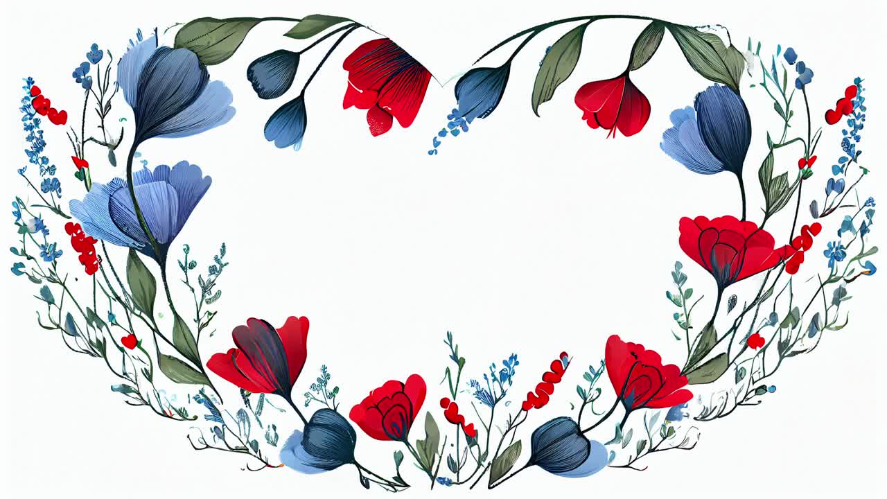 elemento de corazón de flor animado para el fondo. bucle sin fin