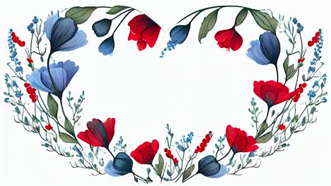 elemento de corazón de flor animado para el fondo. bucle sin fin