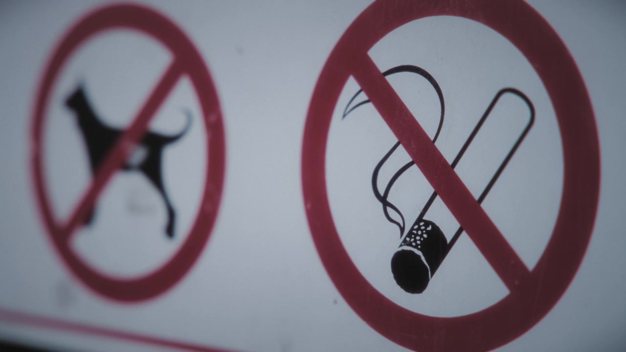 No Dogs and No Smoking Prohibition Signs
