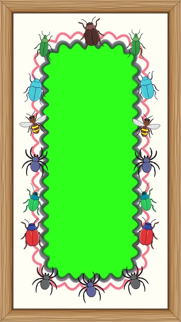 Animated Insect Border Frame with Green Screen Center