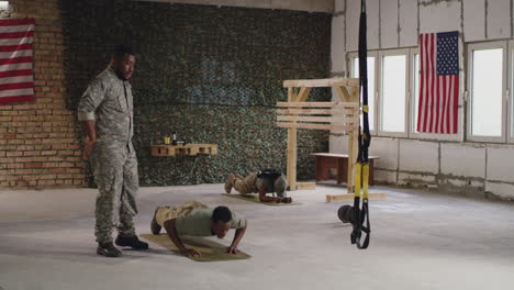 military training exercises in gym