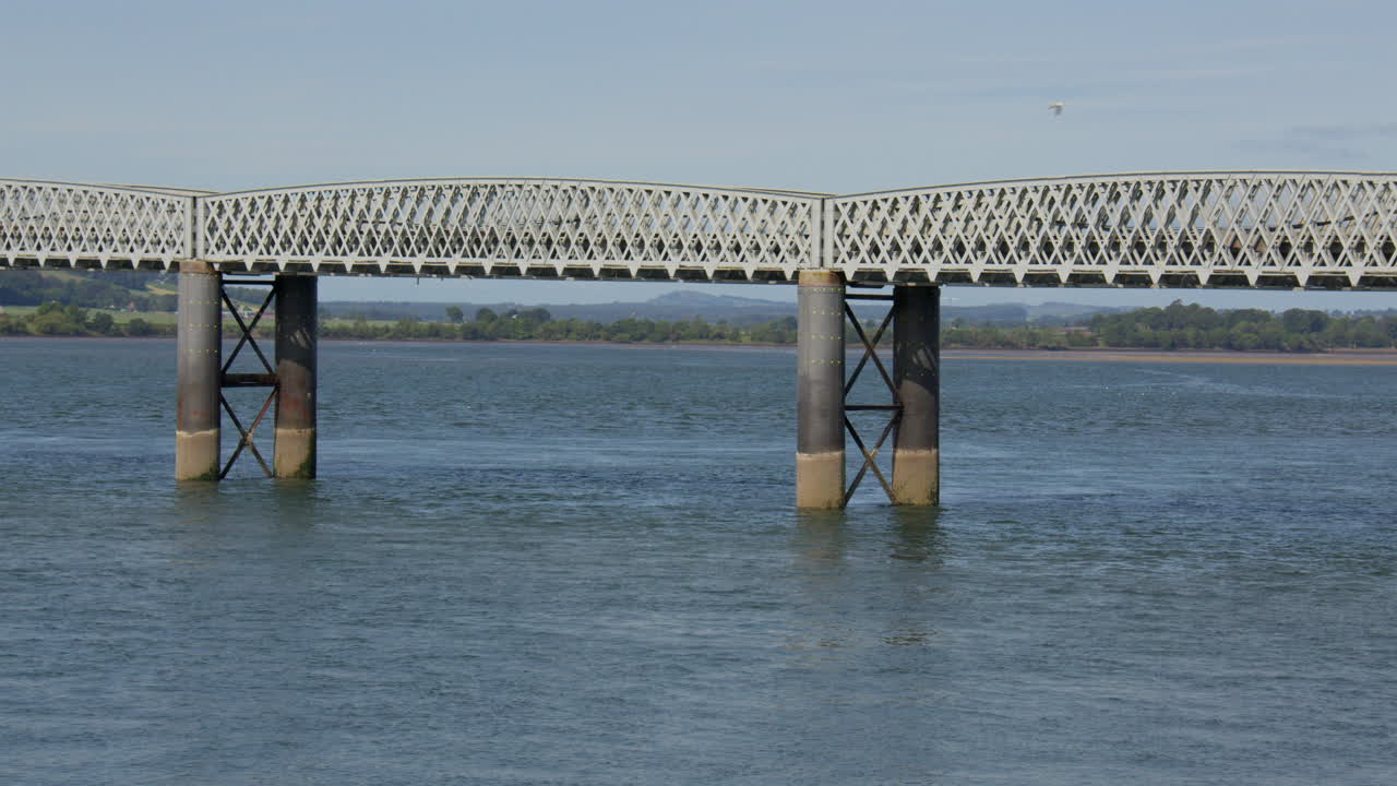 mid wide shot of the River South Esk Rail Bridge at Montrose