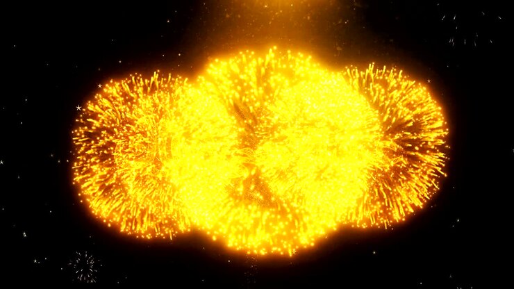 Eid al-Adha mubarak Text Wish On Firework Display Explosion Particles.