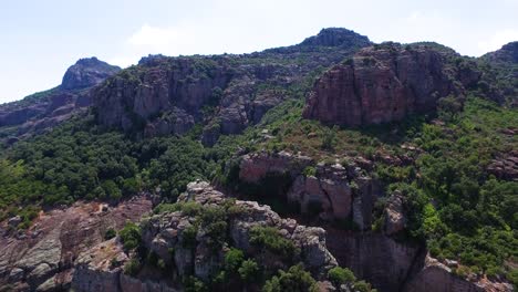 Aerial-view-of-landscape-of-Cannes-mountain-and-canyon-at-sunny-summer-morning