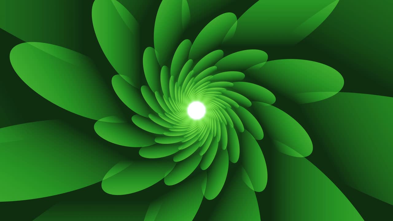 абстрактный зеленый закругленный лист с петлевым анимированным фоном