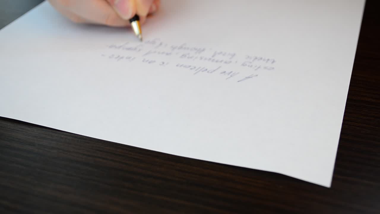 English text. We write letters