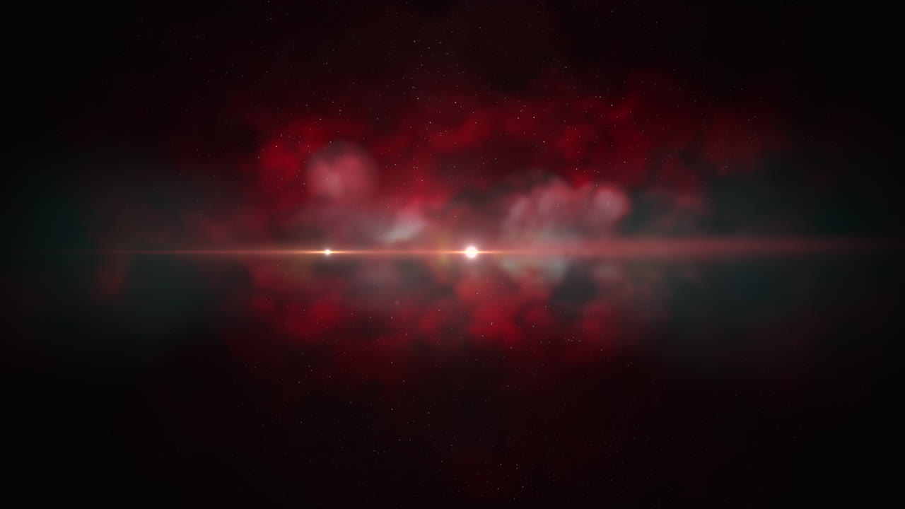 nubes rojas y estrellas en la galaxia oscura