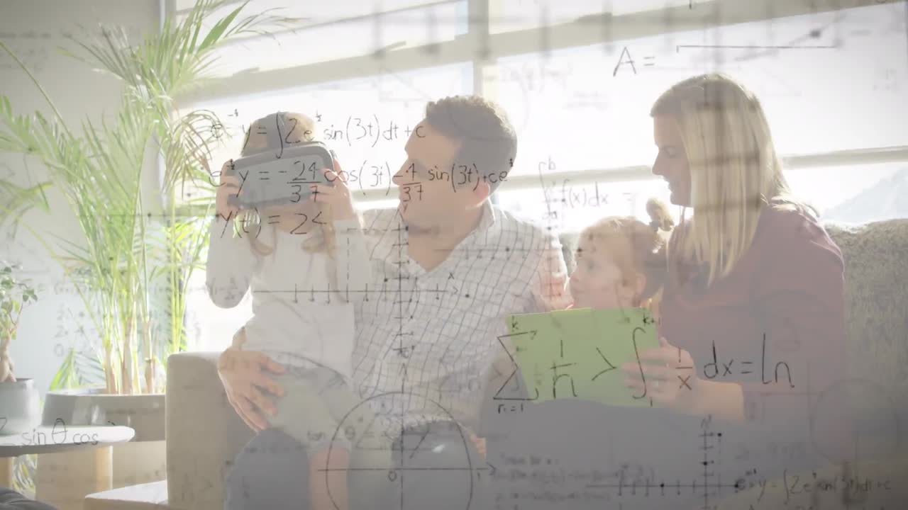 vr 헤드 ⁇ 을 사용하여 가족에 대한 수학적 그림과 방정식의 애니메이션