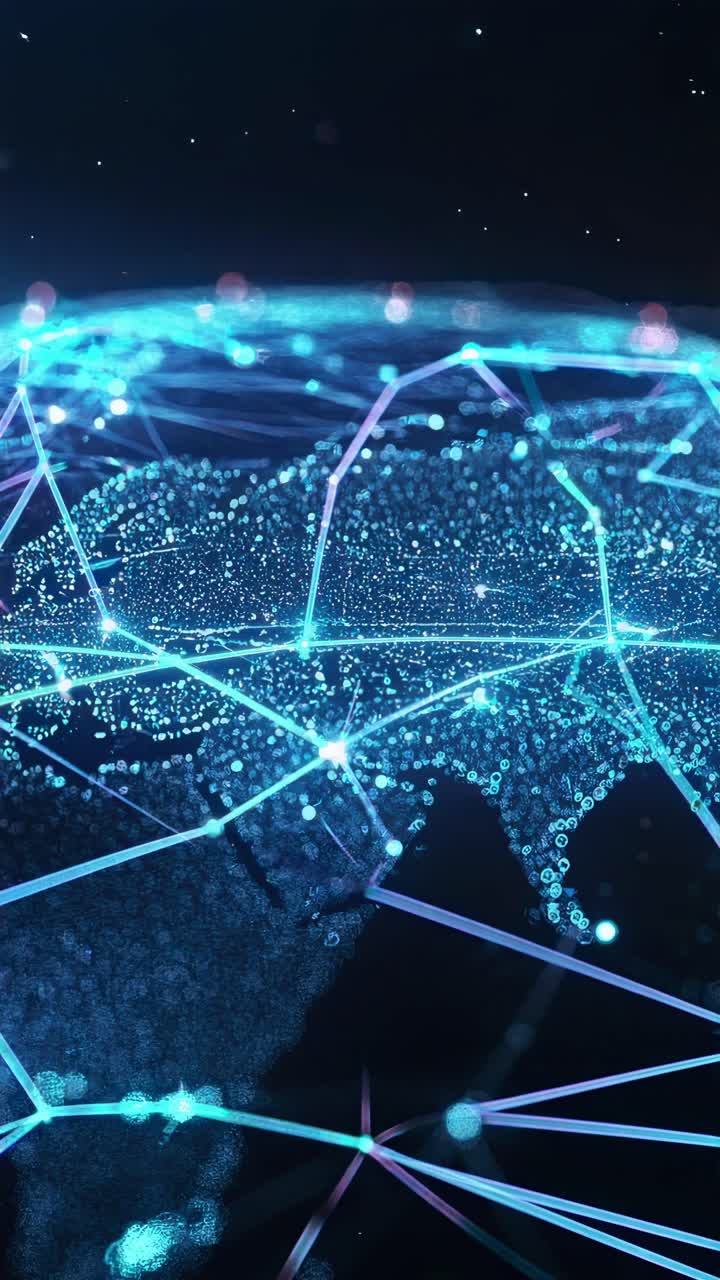 Aerial view of a digital globe with glowing network lines, representing global connectivity