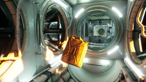 old fuel canister floating in internation space station