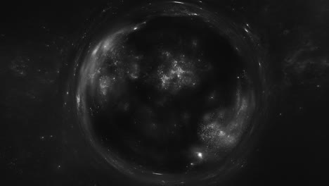a giant wormhole curves the black space around it