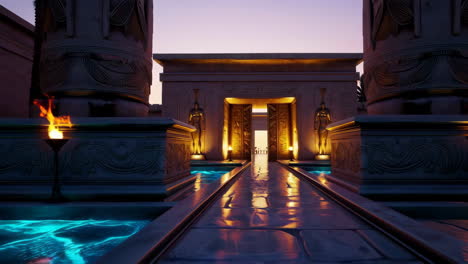 Ancient Egyptian Temple at Sunset