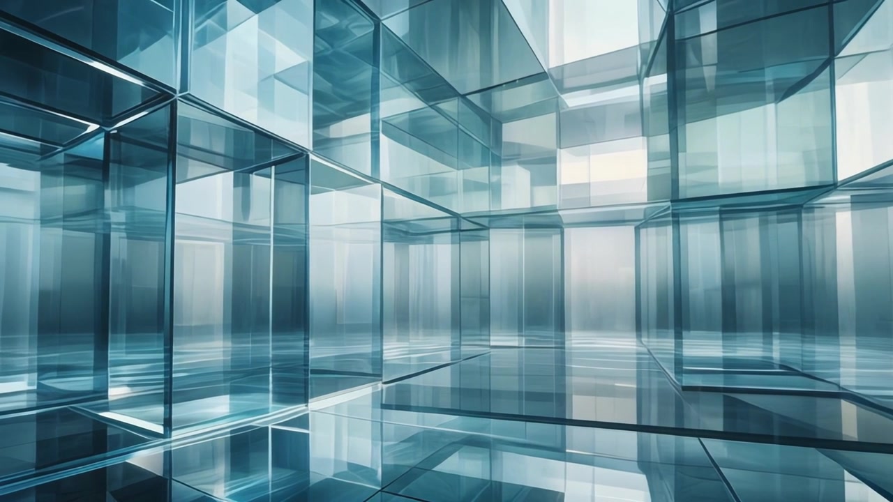 Fundo Abstrato de Cubos de Vidro Transparentes em Estrutura de Grade