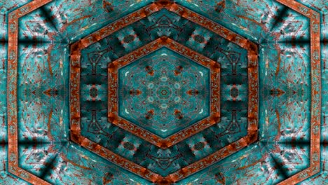 abstract metallic industrial and technology concept symmetric pattern ornamental decorative kaleidoscope movement geometric circle and star shapes