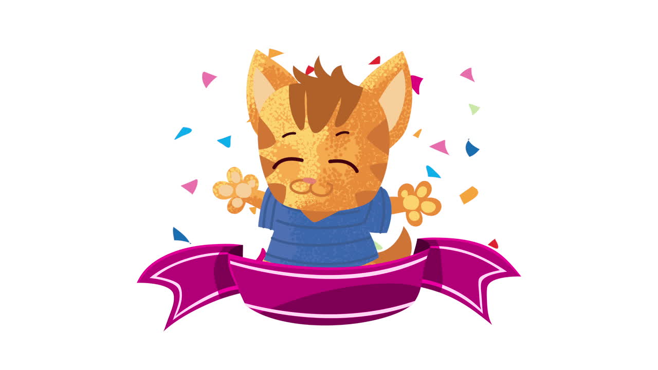 귀여운 고양이 만화 캐릭터 애니메이션