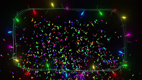 animación de confeti y luces de hadas sobre fondo negro