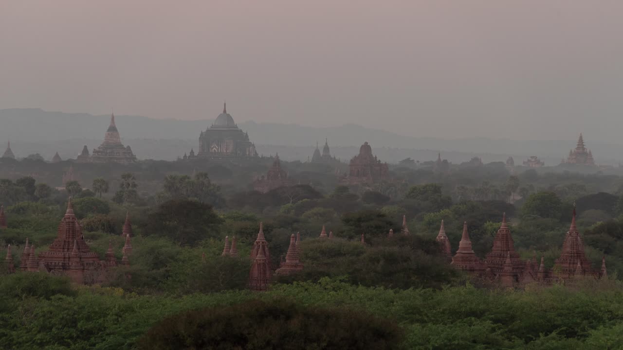 Misty Sunrise over Bagan Temples
