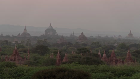 misty sunrise over bagan temples