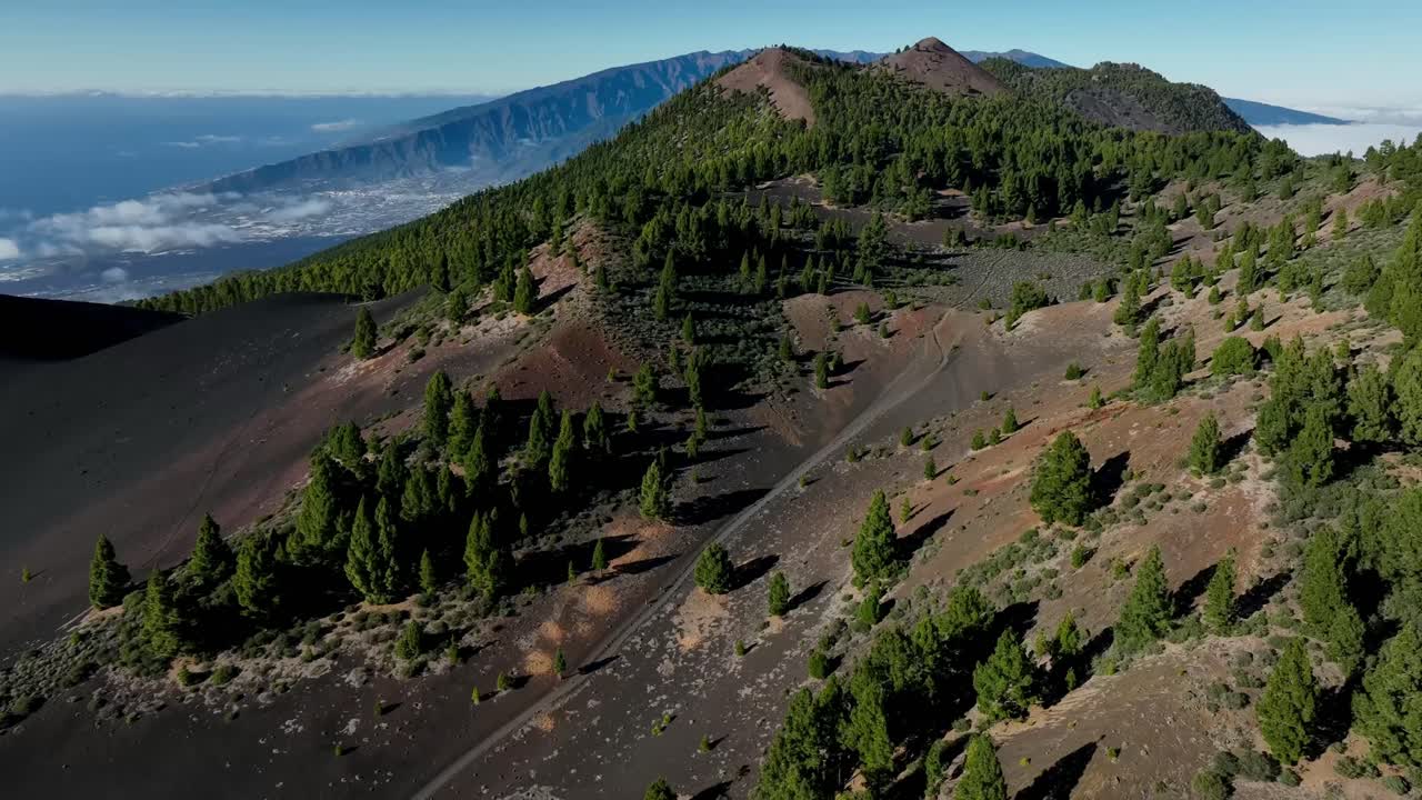 Aerial drone view of the landscape of La Palma, Canary Islands, Spain