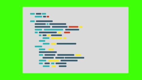 animación de un icono de codificación en una pantalla verde