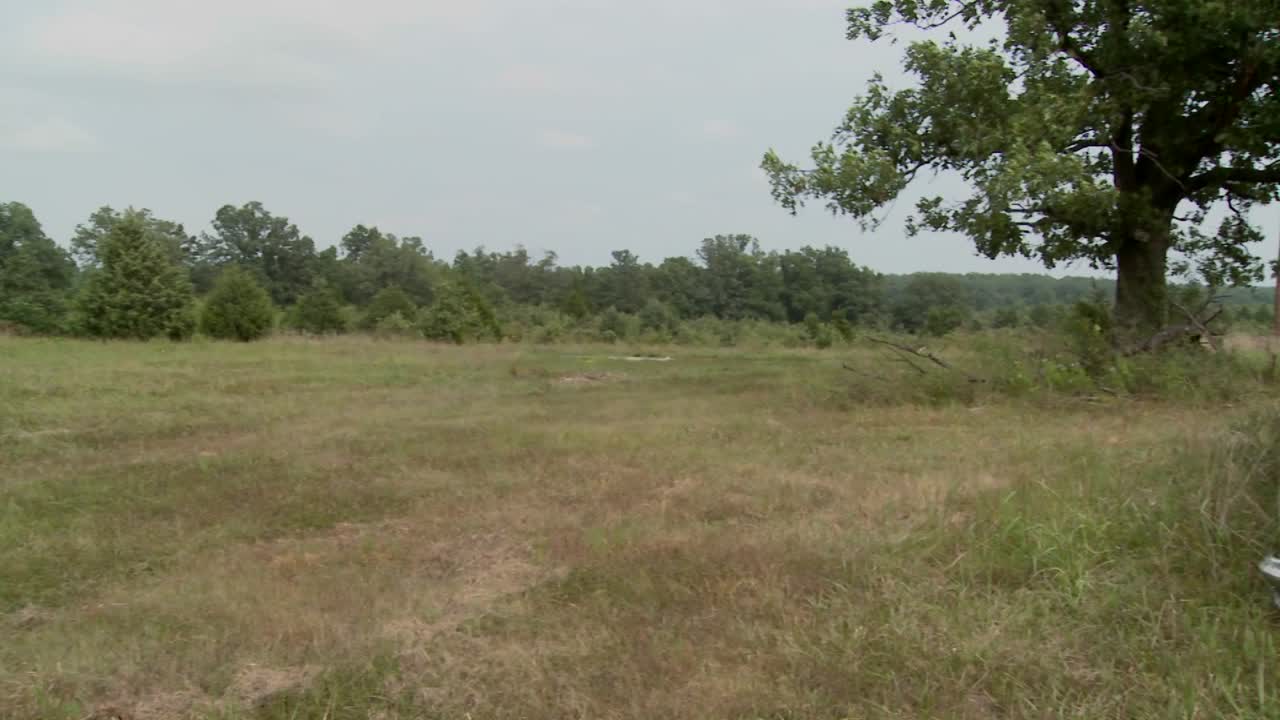 pan a un viejo ford edsel abandonado sentado en un campo