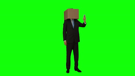 Businessman-standing-with-box-on-head-