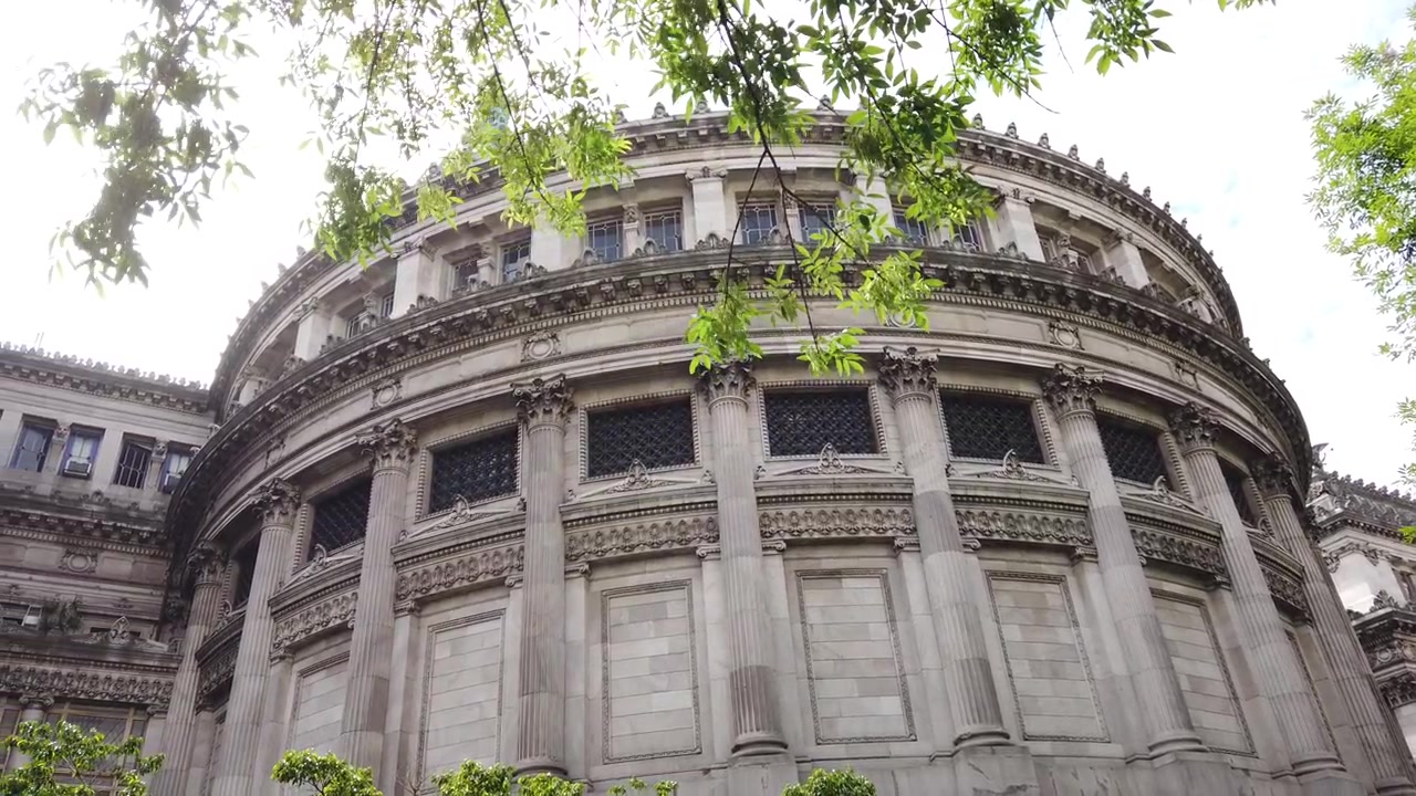 Arquitetura histórica circular da Argentina no edifício do Congresso, vista panorâmica.