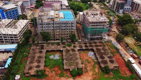 jib up of various buildings under construction in abuja, nigeria
