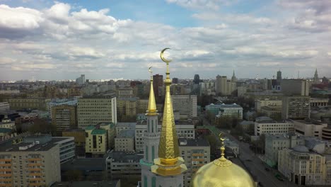 aerial view of city with moscow cathedral mosque, russia