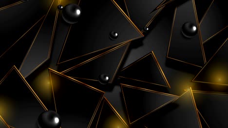 hi-tech low poly motion background with black glossy beads