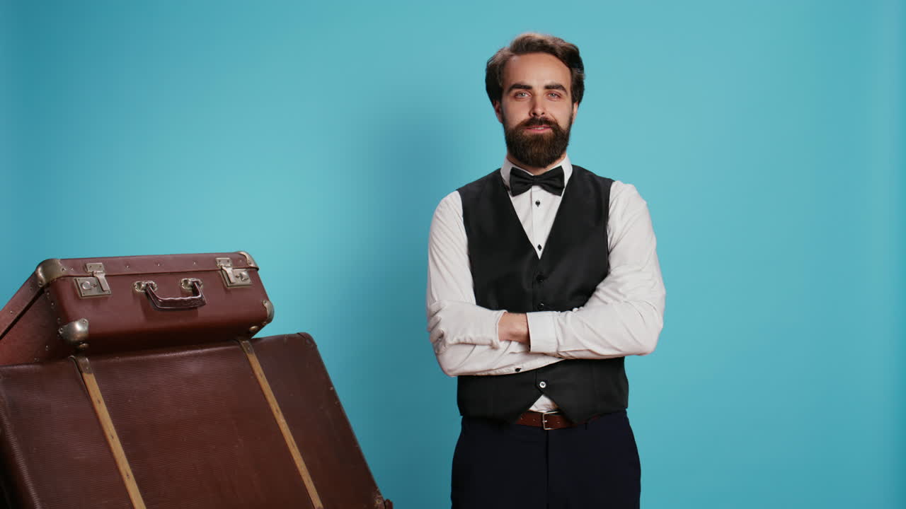 un botones cualificado con guantes blancos