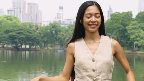 woman relaxing in a city park