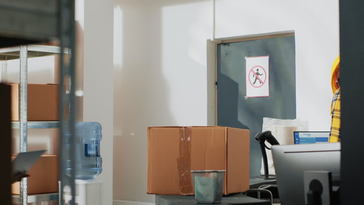 Warehouse workers organizing inventory and packaging boxes for shipping