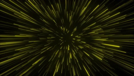 Seamless-loop-particle-light-zooming-lines-tunnel-in-space-air-on-black-background-neon-glow-beam-laser-abstract-3D-animation-motion-graphics-visual-effect-colourful-4K-yellow-gold