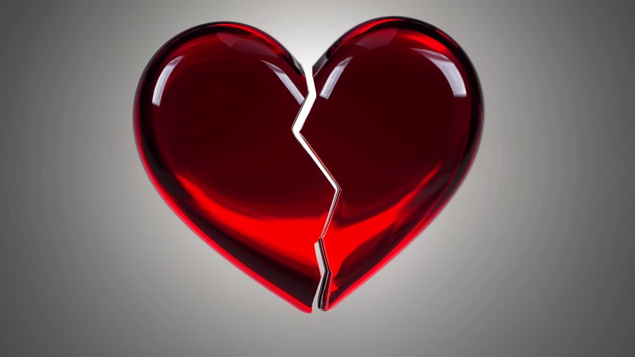 Abstract video concept with a blurred red heart shape against a gray background, captured from a low