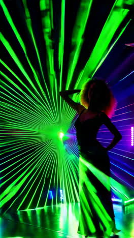 woman posing in dynamic laser light show