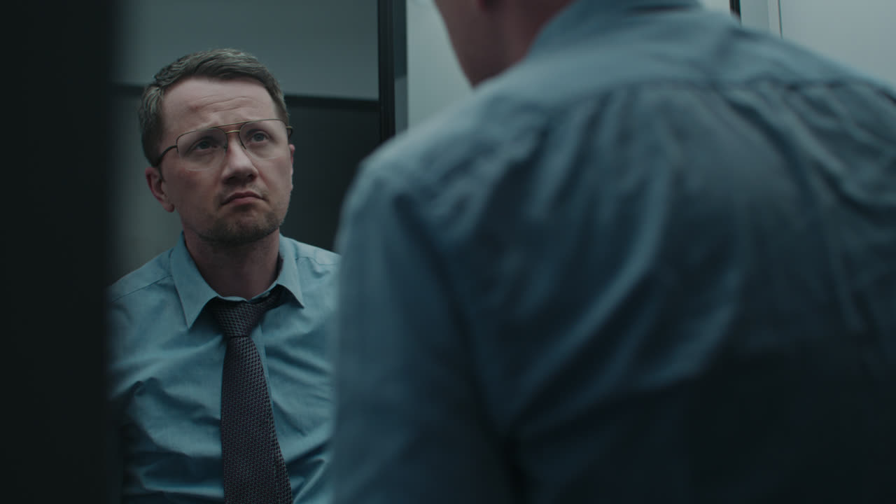 A sad man dress to work