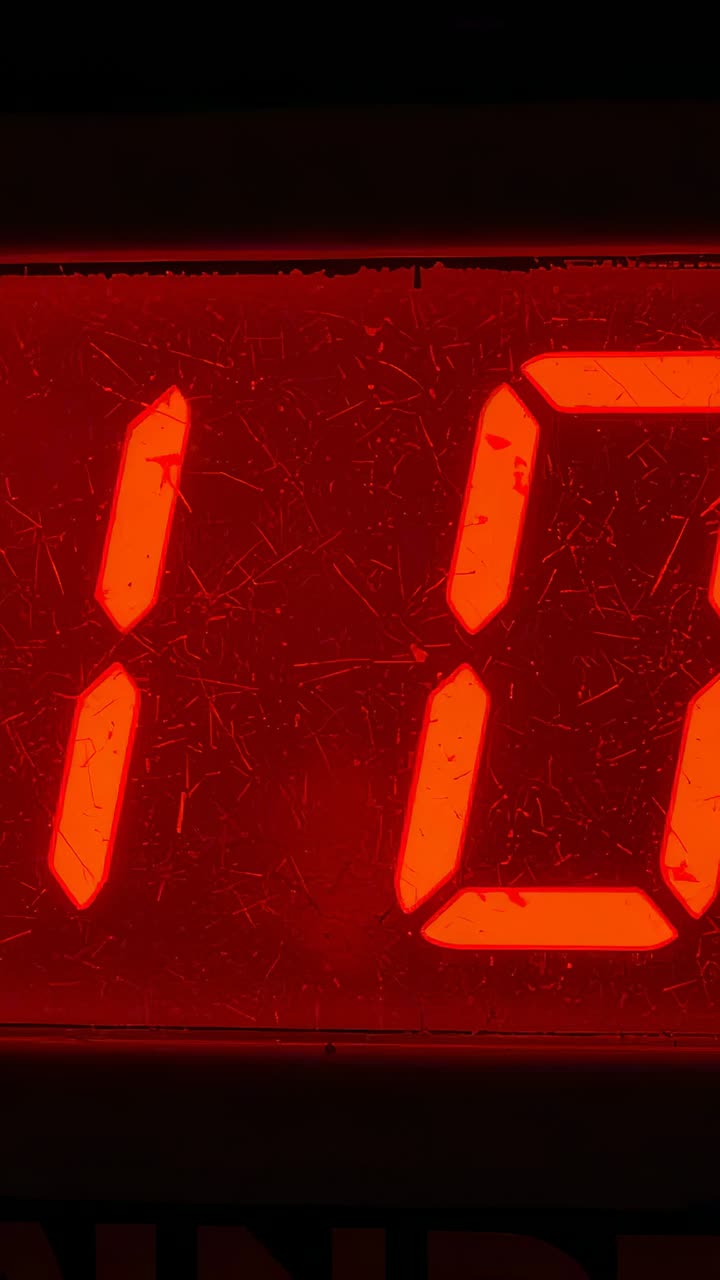 Vertical video: Showing red 7-seg LED readout already lit in panel, with black trim and dusty lens