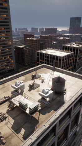 aerial view of a city rooftop