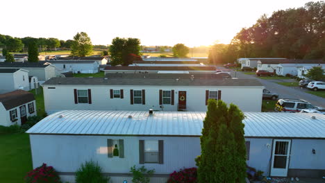 Low-drone-flyover-of-mobile-homes