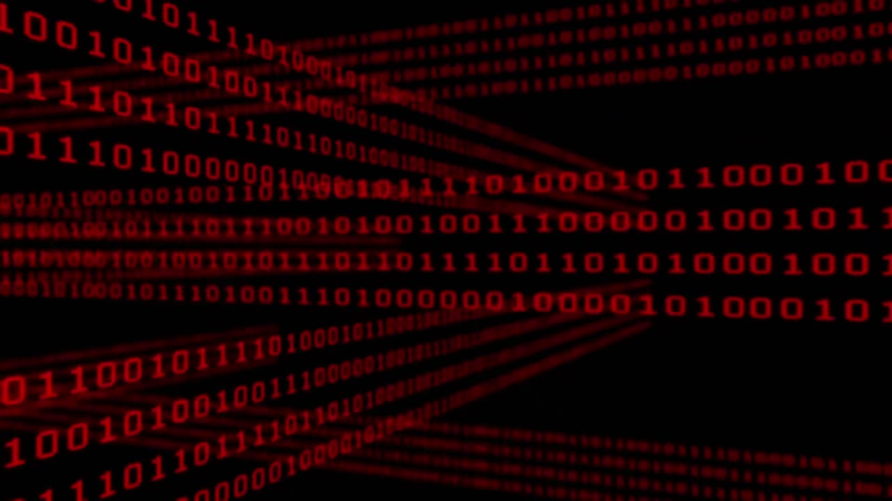 Animation of binary coding data processing over processor circuit board