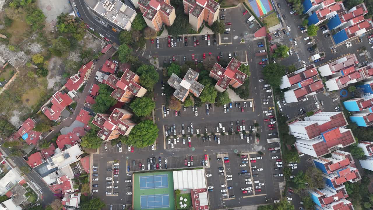 High-rise apartment buildings in south Mexico City, seen from above