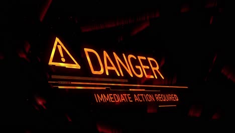 Animation-of-danger-sign-and-text-on-black-background