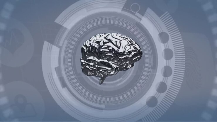 Silver colored brain rotating