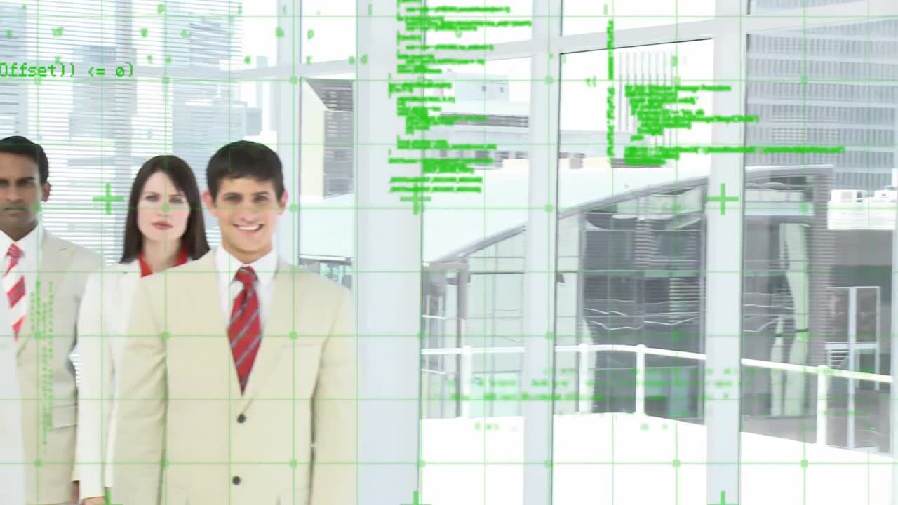 animación del procesamiento de datos sobre la gente de negocios