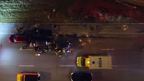 multi-car accident during rush hour, aerial view, emergency response, brossard, canada