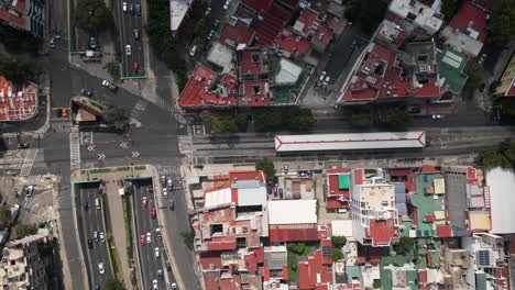 Aerial-perspective's-viaducto-and-metrobus-from-above-at-Mexico-City