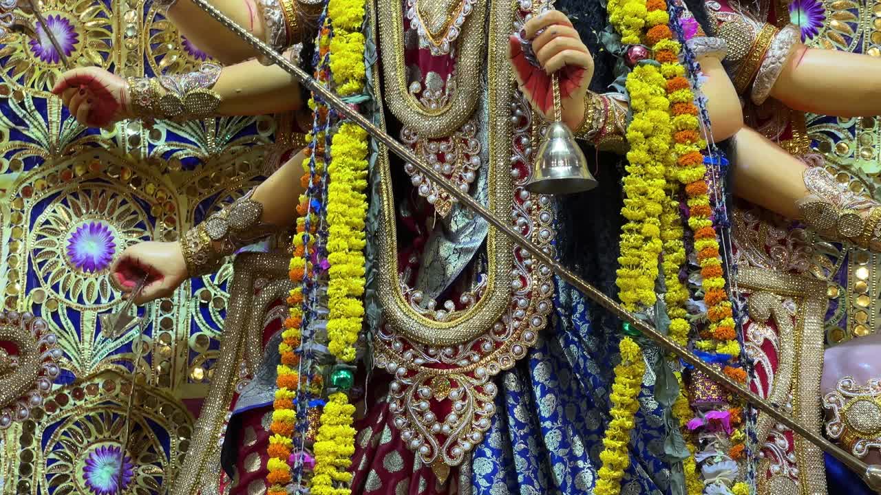 View of a beautifully decorated Durga Maa in Kolkata.