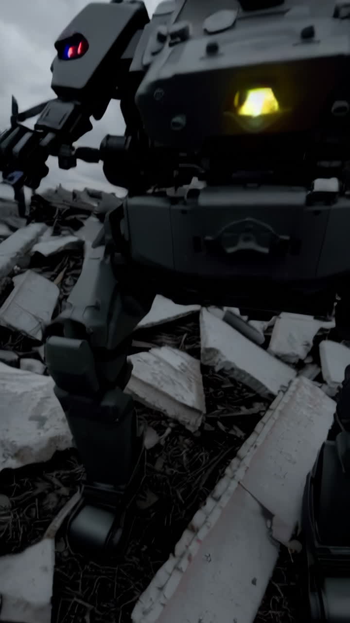 Damaged Robot in a Post-Apocalyptic Landscape